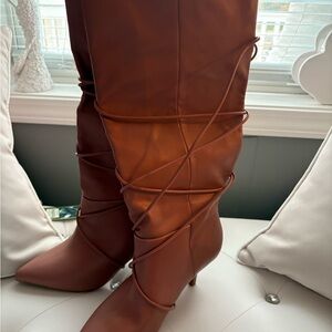 DSW Pink Over the Knee Boots with Elegant Straps